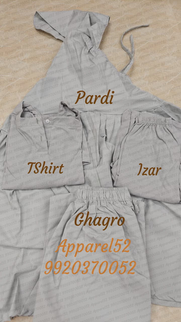  Ladies new pattern 4pc Rida set for Umrah and Kun Safar with Pardi, Ghagra, Hosiery TShirt, Hosiery Izar
